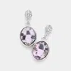 Fashnzfab Oval Crystal Rhinestone Drop Earrings - Violet In Purple