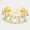 Fashnzfab Oval Crystal Rhinestone Evening Bracelet Clear, Gold In Multi