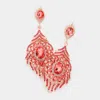 Fashnzfab Oval Crystal Rhinestone Flame Evening Earrings - Coral In Brown