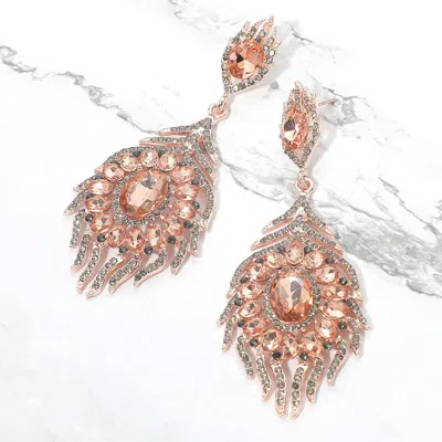 Fashnzfab Oval Crystal Rhinestone Flame Evening Earrings In Multi