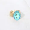 Fashnzfab Oval Cut Stone Adjustable Ring In Blue