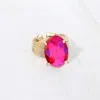 Fashnzfab Oval Cut Stone Adjustable Ring In Metallic