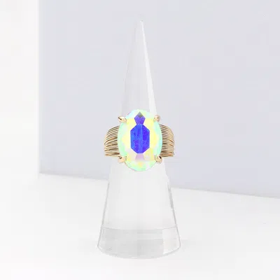 Fashnzfab Oval Cut Stone Adjustable Ring In Multi