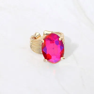 Fashnzfab Oval Cut Stone Adjustable Ring In Purple