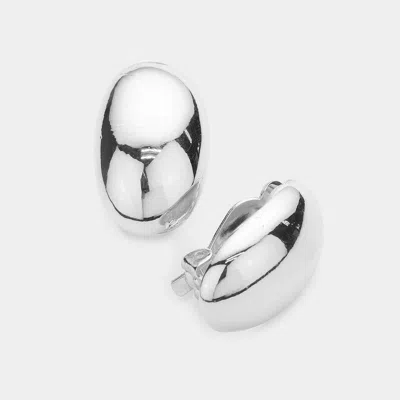 Fashnzfab Oval Dome Metal Clip On Earrings In Silver