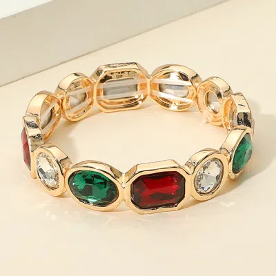 Fashnzfab Oval Emerald Cut Stone Accented Stretch Bracelet Dark, Multi