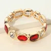 Fashnzfab Oval Emerald Cut Stone Accented Stretch Bracelet Red In Red