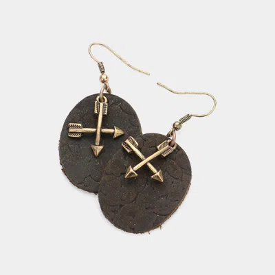 Fashnzfab Oval Faux Leather Metal Arrow Dangle Earrings In Multi