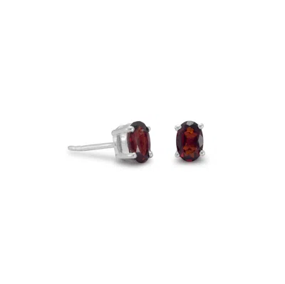 Fashnzfab Oval Garnet Earrings In Metallic