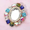 Fashnzfab Oval Glass Stone Center Multi Stone Cluster Rim Pin Brooch In Multi