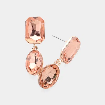Fashnzfab Oval Glass Stone Cluster Dangle Evening Earrings In Multi