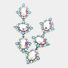 Fashnzfab Oval Glass Stone Embellished Cluster Link Dropdown Earrings In Blue