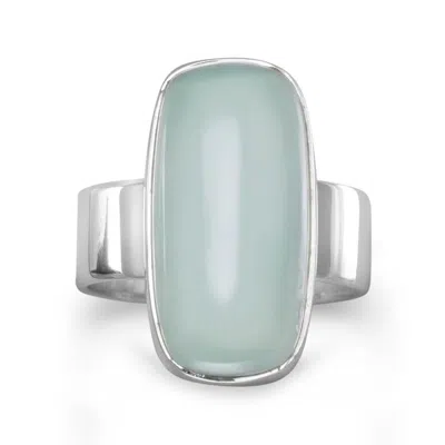 Fashnzfab Oval Green Chalcedony Ring In Neutral