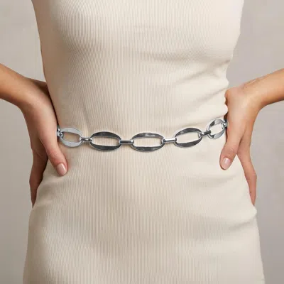 Fashnzfab Oval Link Waist Chain Belt In Metallic