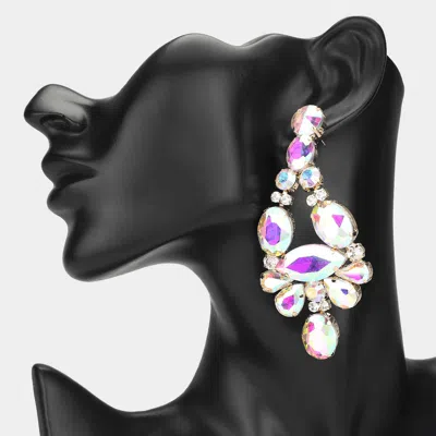 Fashnzfab Oval Marquise Stone Cluster Chandelier Evening Earrings In Multi
