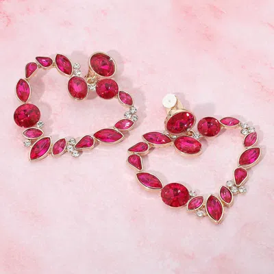 Fashnzfab Oval Marquise Teardrop Stone Cluster Open Heart Drop Evening Statement Earrings In Multi
