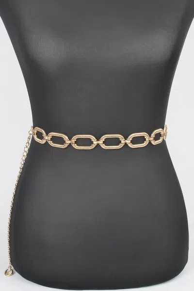 Fashnzfab Oval Metal Plus Size Chain Belt In Gold