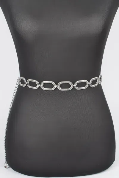 Fashnzfab Oval Metal Plus Size Chain Belt In Silver