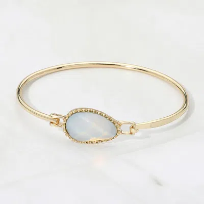 Fashnzfab Oval Natural Stone Accent Bangle Bracelet In Multi
