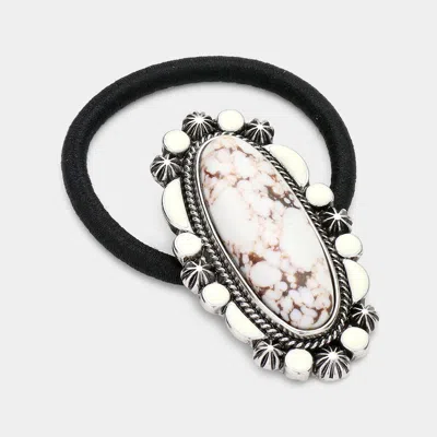 Fashnzfab Oval Natural Stone Stretch Hairband In Multi