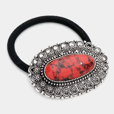 Fashnzfab Oval Natural Stone Stretch Hairband In Multi