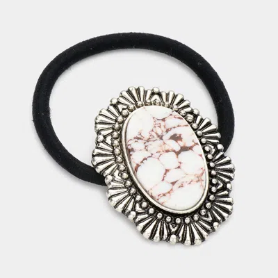 Fashnzfab Oval Natural Stone Stretch Hairband In White