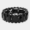 Fashnzfab Oval Pear Crystal Stretch Evening Bracelet Black, Jet Black In Multi