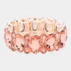 Fashnzfab Oval Pear Crystal Stretch Evening Bracelet Peach, Rose Gold In Gold