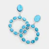 Fashnzfab Oval Resin Embellished Open Circle Dangle Earrings In Blue