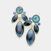 Fashnzfab Oval Resin Rhinestone Dangle Earrings - Blue, Gold, Montana Blue In Blue