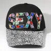 Fashnzfab Oval Rhinestone Cluster Embellished Sexy Message Bling Studded Glam Baseball Cap In Multi