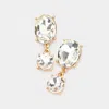 Fashnzfab Oval Round Stone Link Dangle Evening Earrings In Gold