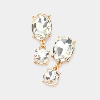 Fashnzfab Oval Round Stone Link Dangle Evening Earrings In Gold