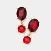 Fashnzfab Oval Round Stone Link Dangle Evening Earrings In Red