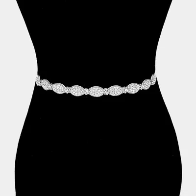 Fashnzfab Oval Shaped Sash Ribbon Bridal Wedding Belt / Headband In Metallic