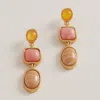 Fashnzfab Oval Square Pebble Stone Cluster Link Drop Earrings In Sand