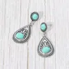 Fashnzfab Oval Stone Accent Vintage Teardrop Frame Dangle Earrings In Multi