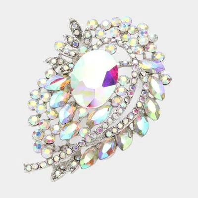Fashnzfab Oval Stone Accented Bouquet Pin Brooch In Multi