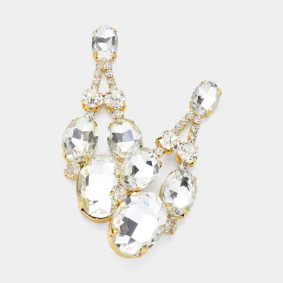 Fashnzfab Oval Stone Accented Evening Earrings In Multi