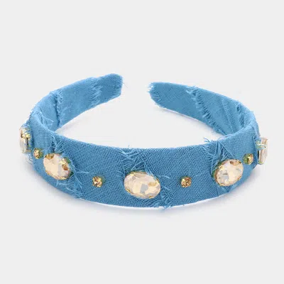 Fashnzfab Oval Stone Accented Headband In Blue