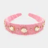 Fashnzfab Oval Stone Accented Headband In Pink