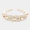 Fashnzfab Oval Stone Accented Headband In White