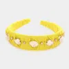 Fashnzfab Oval Stone Accented Headband In Yellow