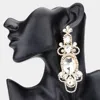 Fashnzfab Oval Stone Accented Statement Evening Earring In Gold