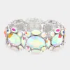 Fashnzfab Oval Stone Accented Stretch Evening Bracelet Ab, Silver In Pattern