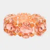 Fashnzfab Oval Stone Accented Stretch Evening Bracelet Peach, Rose Gold In Pink