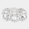 Fashnzfab Oval Stone Accented Stretch Evening Bracelet Silver In Silver