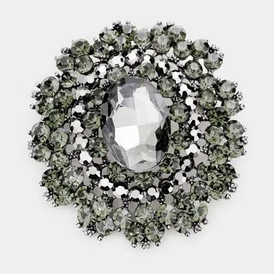Fashnzfab Oval Stone Center Flower Pin Brooch In Multi
