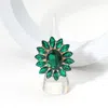 Fashnzfab Oval Stone Centered Marquise Stone Cluster Round Stretch Ring In Green