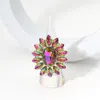 Fashnzfab Oval Stone Centered Marquise Stone Cluster Round Stretch Ring In Purple
